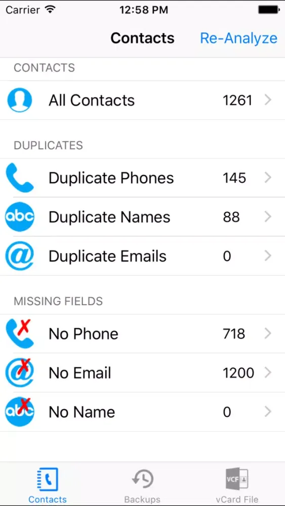Contacts Cleanup 360 - Contacts Smart Filter & Backup سکرین شاٹس