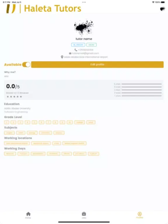 Ảnh chụp màn hình của Haleta Tutors (for tutors) iPad 