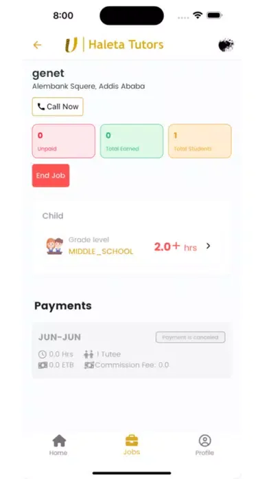 Ảnh chụp màn hình của Haleta Tutors (for tutors)