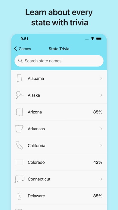 Road Trip! State Trivia, Games应用截图