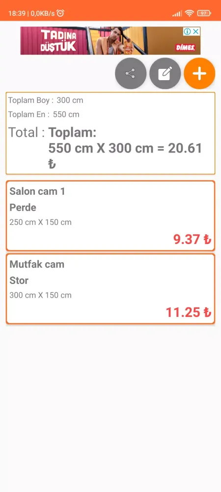 Perde Metre Kare Hesaplama Screenshots