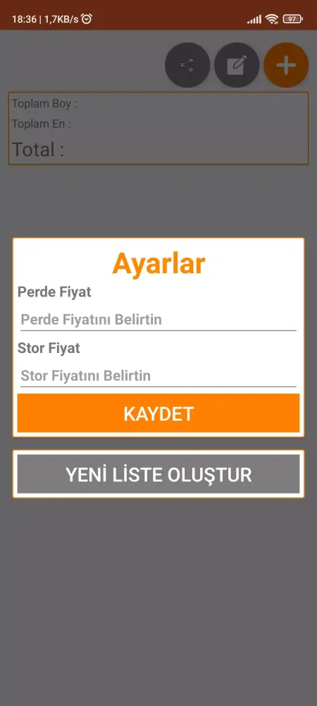 Perde Metre Kare Hesaplama Screenshots