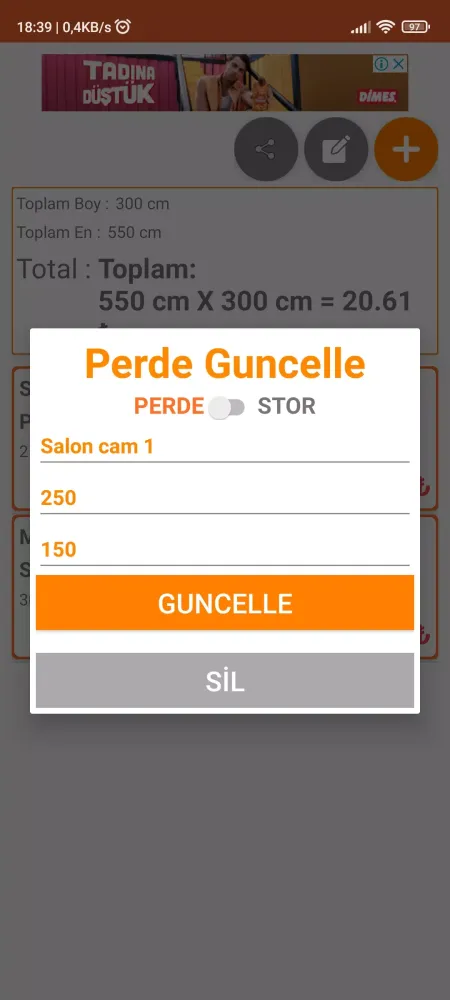 Perde Metre Kare Hesaplama Screenshots
