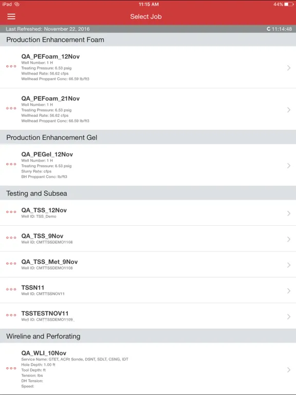 Tangkapan layar Halliburton InSite® Mobile iPad 