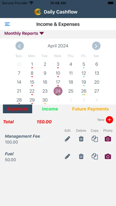 Capturas de tela do Daily Cashflow - Financial Log