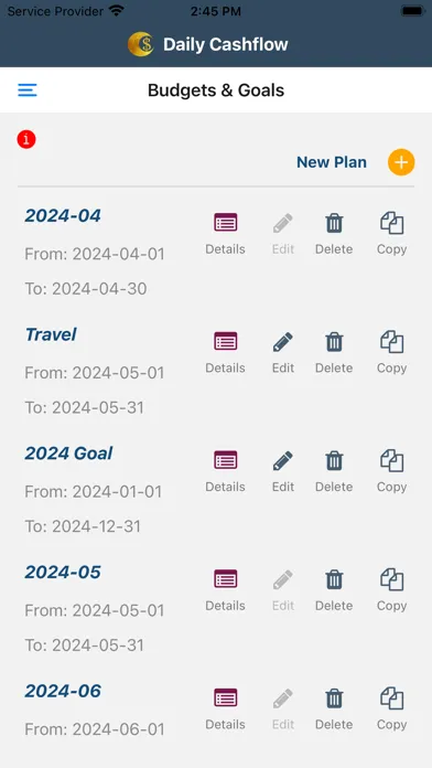 Capturas de tela do Daily Cashflow - Financial Log