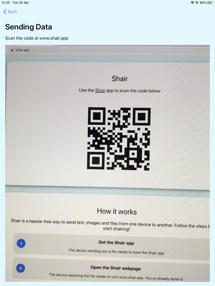 Zrzuty ekranu Shair | Seamlessly share files iPad 