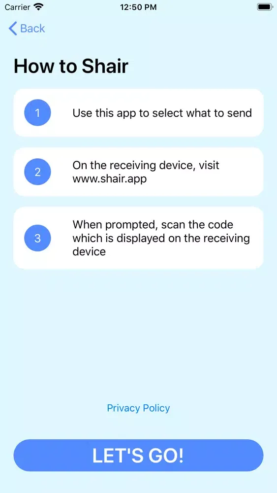 Zrzuty ekranu Shair | Seamlessly share files