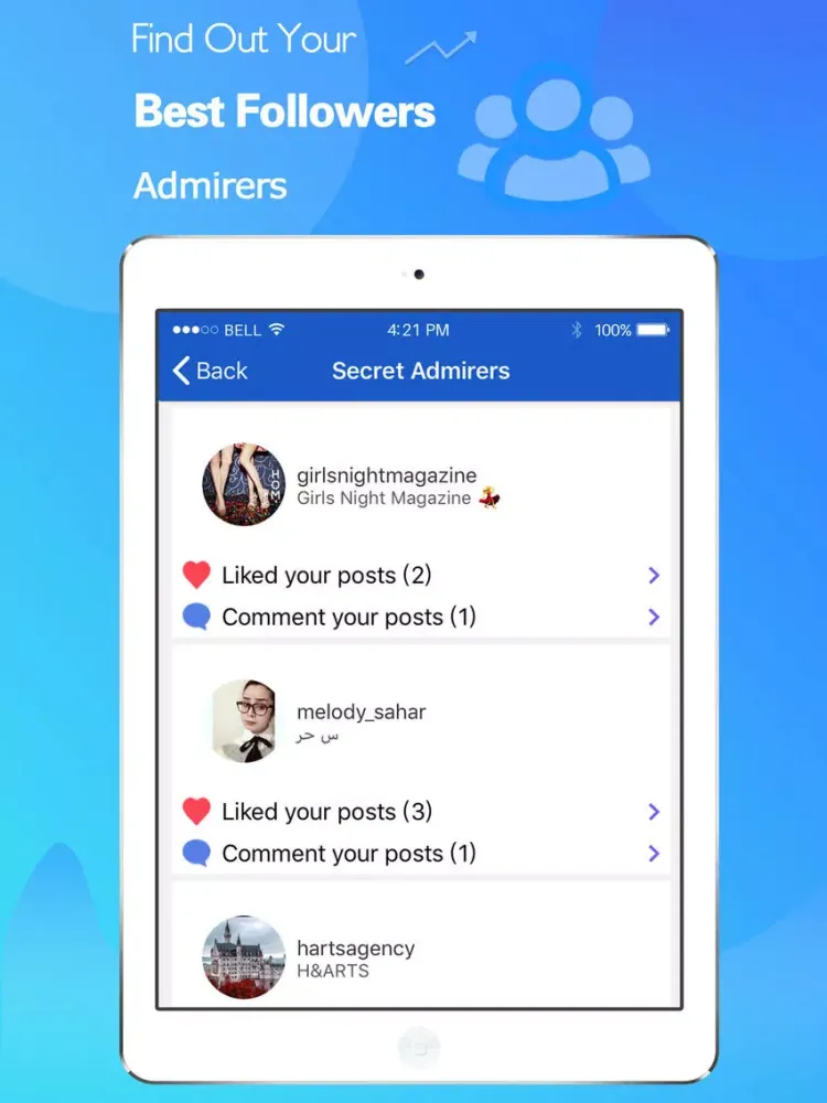 Capturas de tela do Followers Master for Instagram iPad 