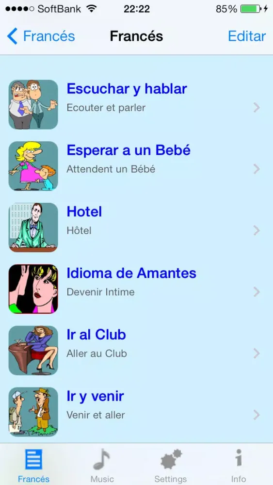 Zrzuty ekranu Francés - Talking Spanish to French Translator and Phrasebook