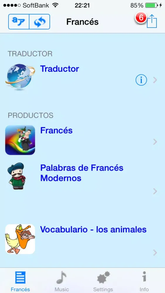 Zrzuty ekranu Francés - Talking Spanish to French Translator and Phrasebook