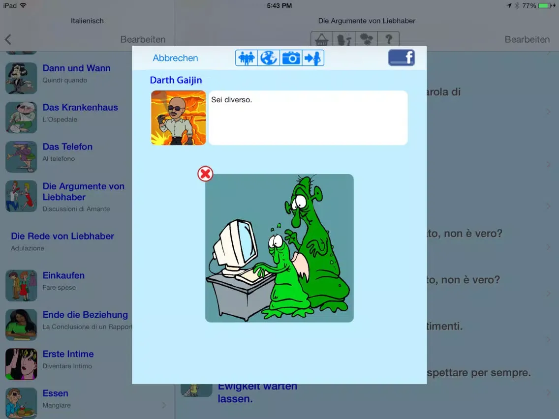 Ảnh chụp màn hình của Italienisch - Talking German to Italian Phrasebook + Translator iPad 