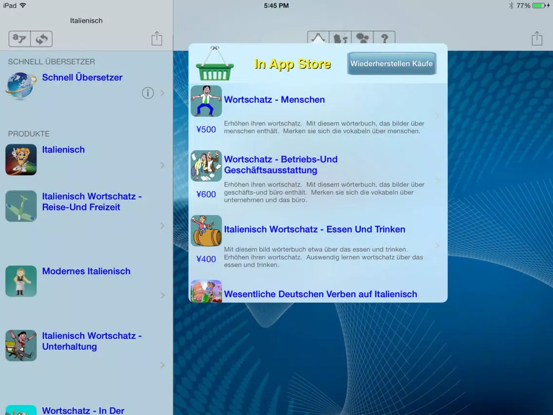 Ảnh chụp màn hình của Italienisch - Talking German to Italian Phrasebook + Translator iPad 