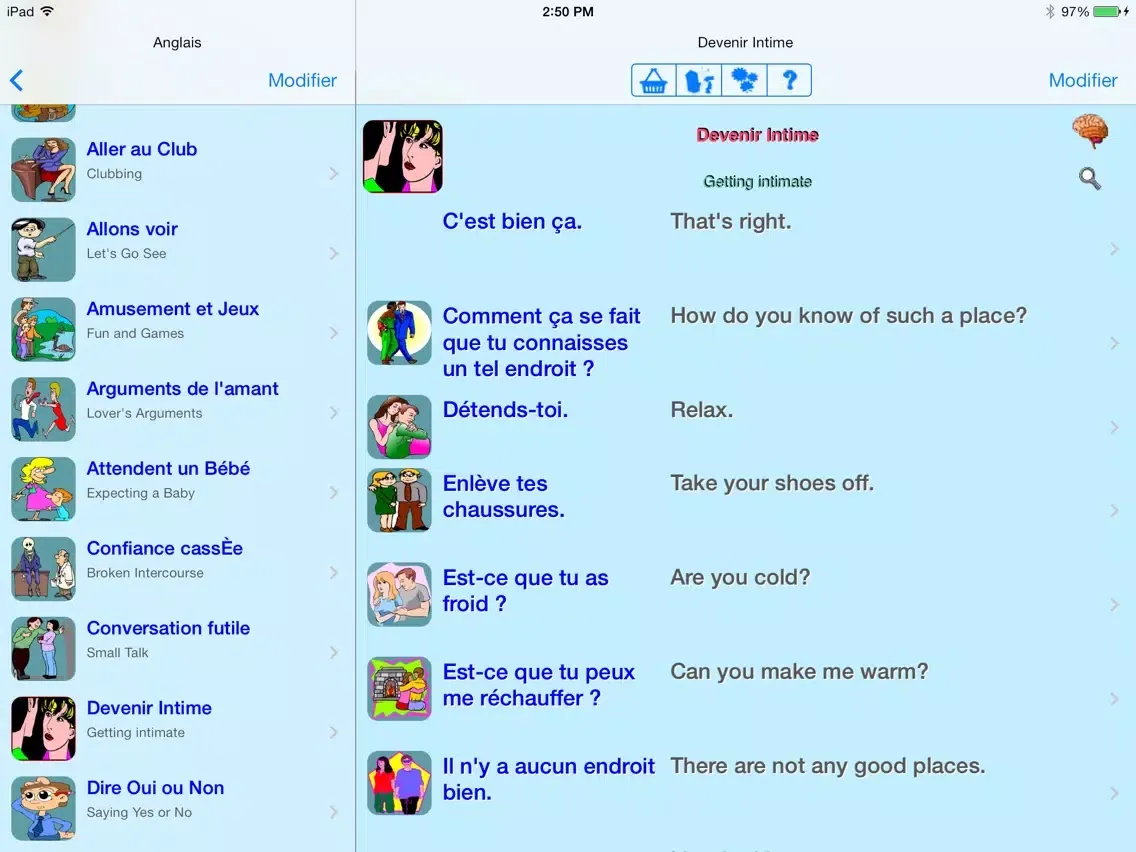 Captures d'écran de Anglais - French to English Talking Phrase Book and Translator iPad 