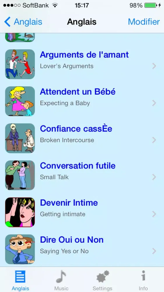 Captures d'écran de Anglais - French to English Talking Phrase Book and Translator