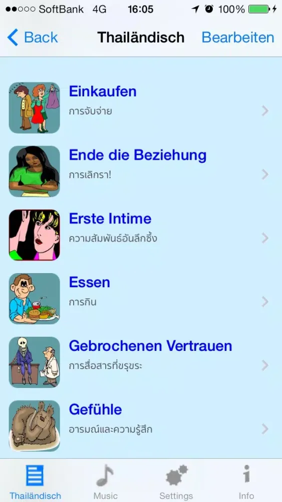 Screenshot di Thailändisch - Talking German to Thai Phrasebook