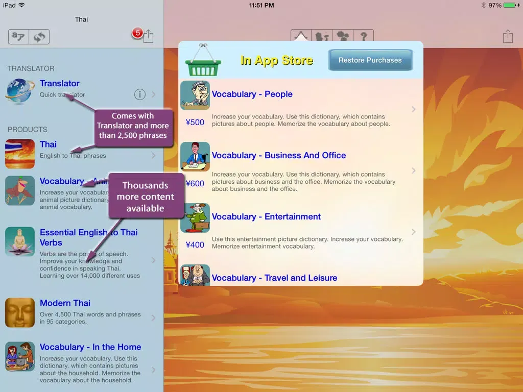 صور Thai - Talking English to Thai Translator and Phrasebook iPad 