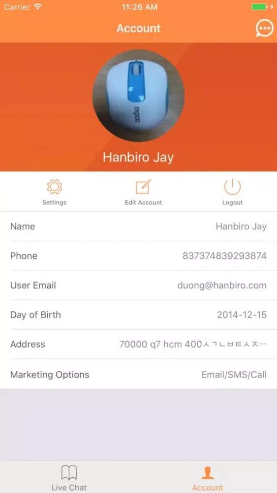 Ảnh chụp màn hình của Moffice CRM Customer Card