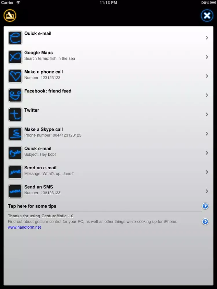 GestureMatic: Sketch and go! iPad  Screenshots
