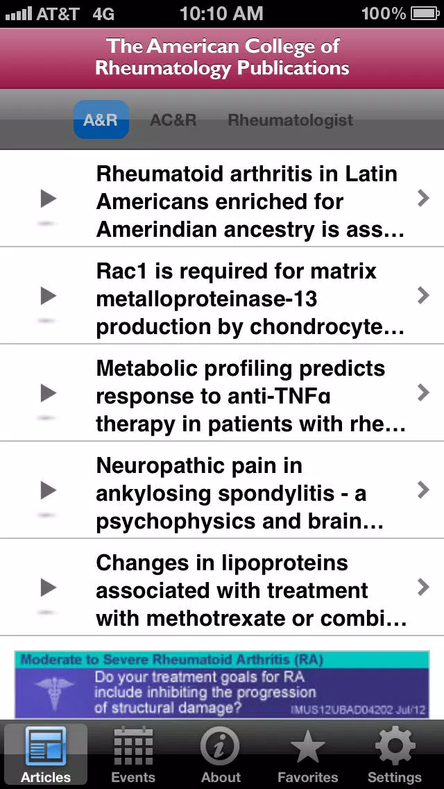 American College of Rheumatology Publications 스크린샷