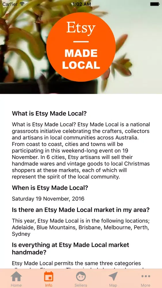 Ảnh chụp màn hình của Etsy Made Local Australia