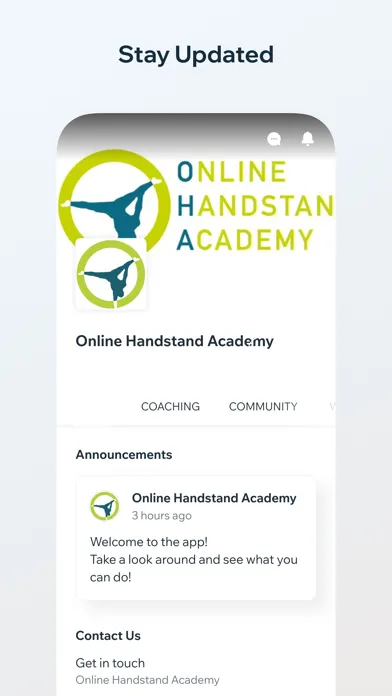 Zrzuty ekranu Online Handstand Academy