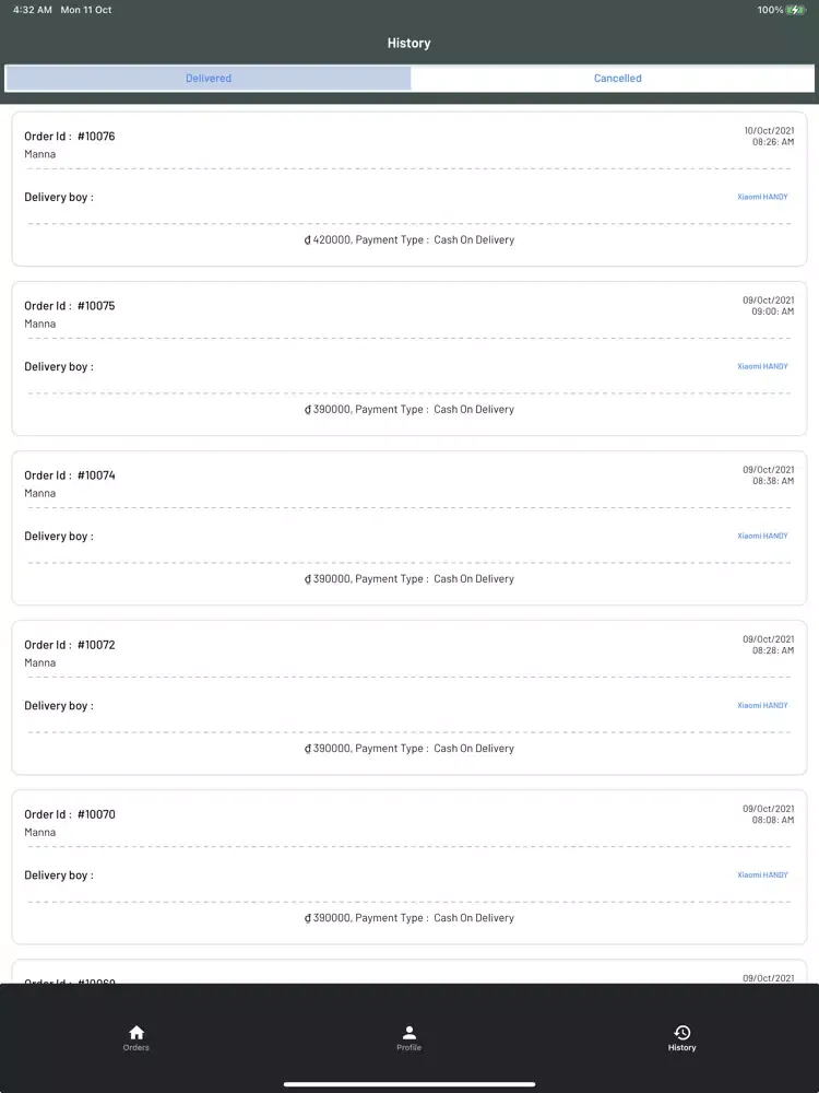 Tangkapan layar HANDY PARTNER iPad 