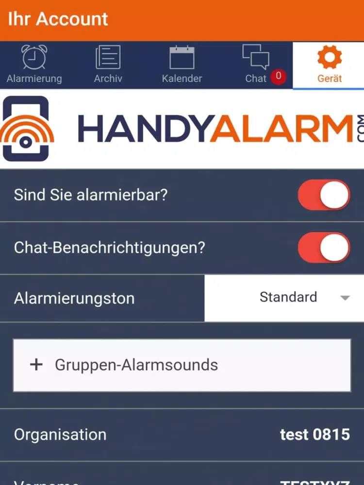 handyalarm.com iPad  スクリーンショット