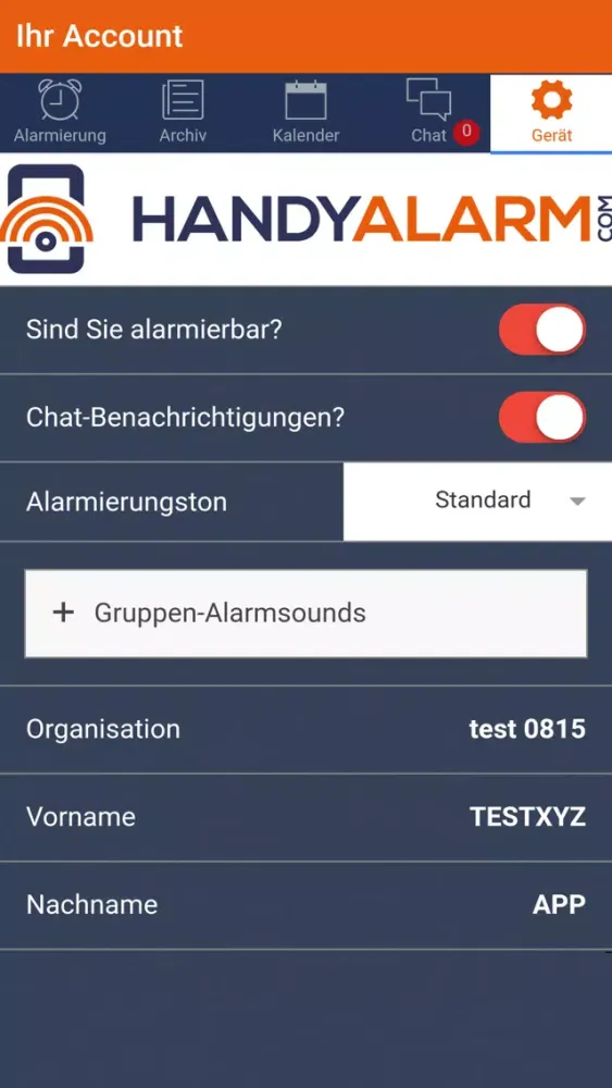 handyalarm.com スクリーンショット