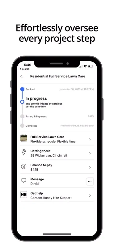 Ảnh chụp màn hình của Handy Hire