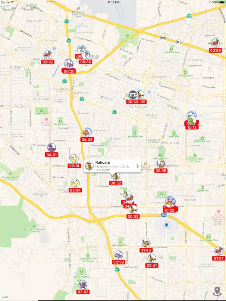Ảnh chụp màn hình của PokeAlert - Realtime Map for Pokémon Go Free iPad 