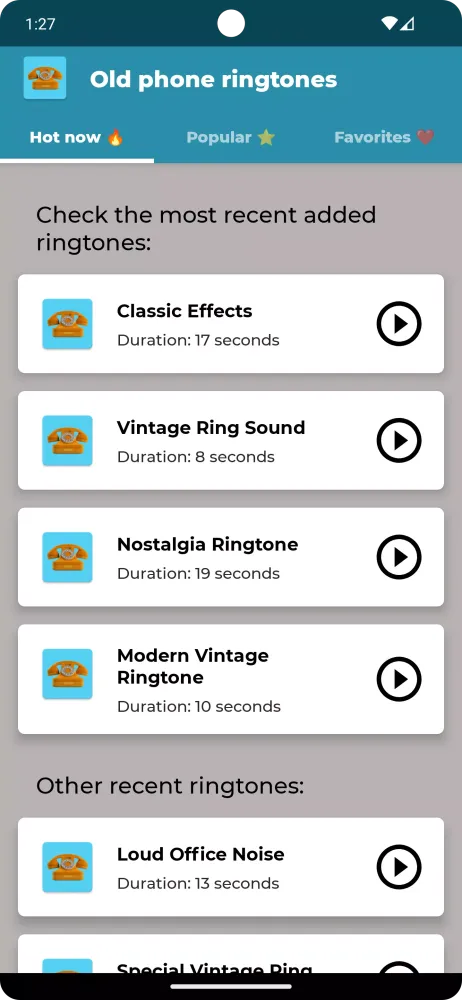 Tangkapan skrin Old Phone Ringtones