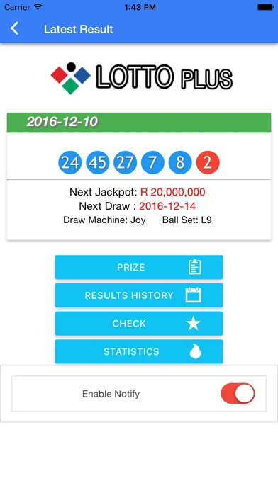 SA Lotto results check notify Screenshots