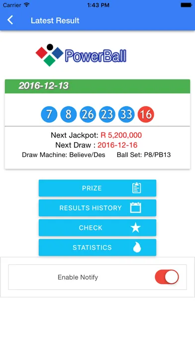 SA Lotto results check notify Screenshots