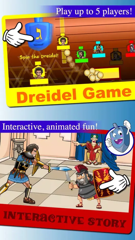 Hanukkah story, Hebrew songs music, Jewish holidays prayers trivia, kids Dreidel game Judaism應用截圖