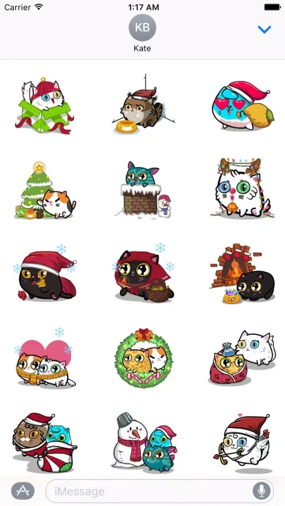 Animated Cute Xmas Cat Sticker Ekran Görüntüleri