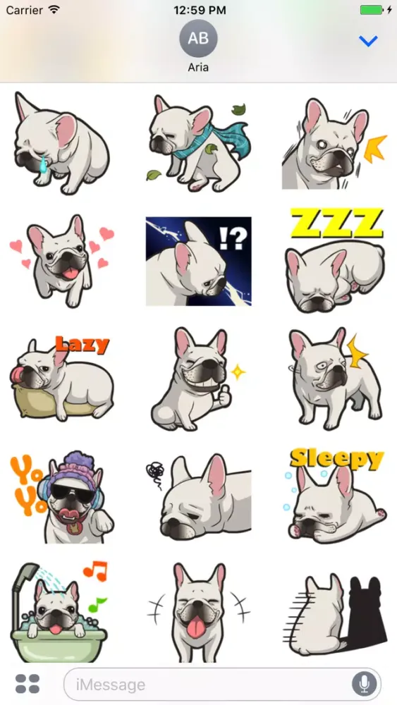 Cute French Bulldog Stickers स्क्रीनशॉट