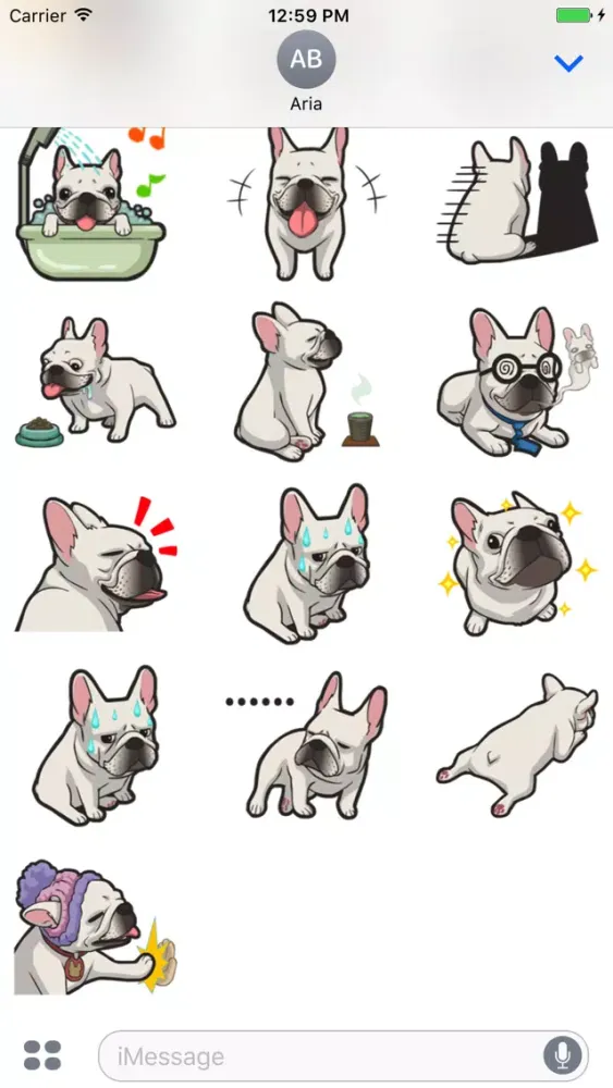 Cute French Bulldog Stickers स्क्रीनशॉट