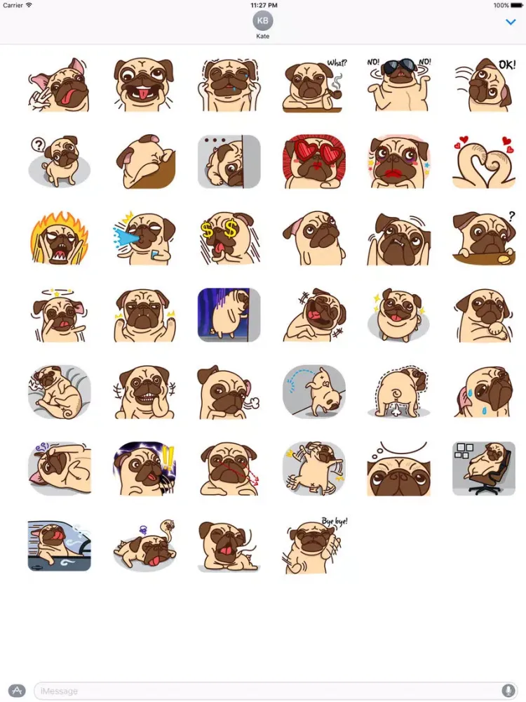 Cute Pug Dog PugMoji Stickers iPad  سکرین شاٹس