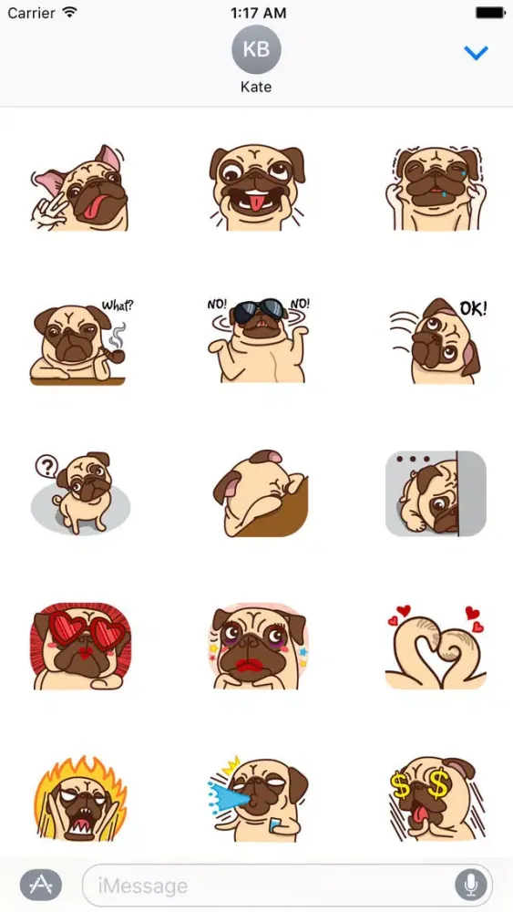 Cute Pug Dog PugMoji Stickers سکرین شاٹس