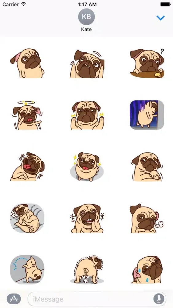 Cute Pug Dog PugMoji Stickers سکرین شاٹس