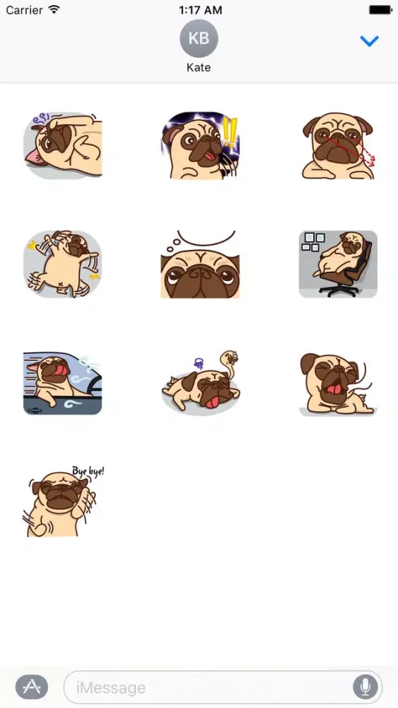 Cute Pug Dog PugMoji Stickers سکرین شاٹس