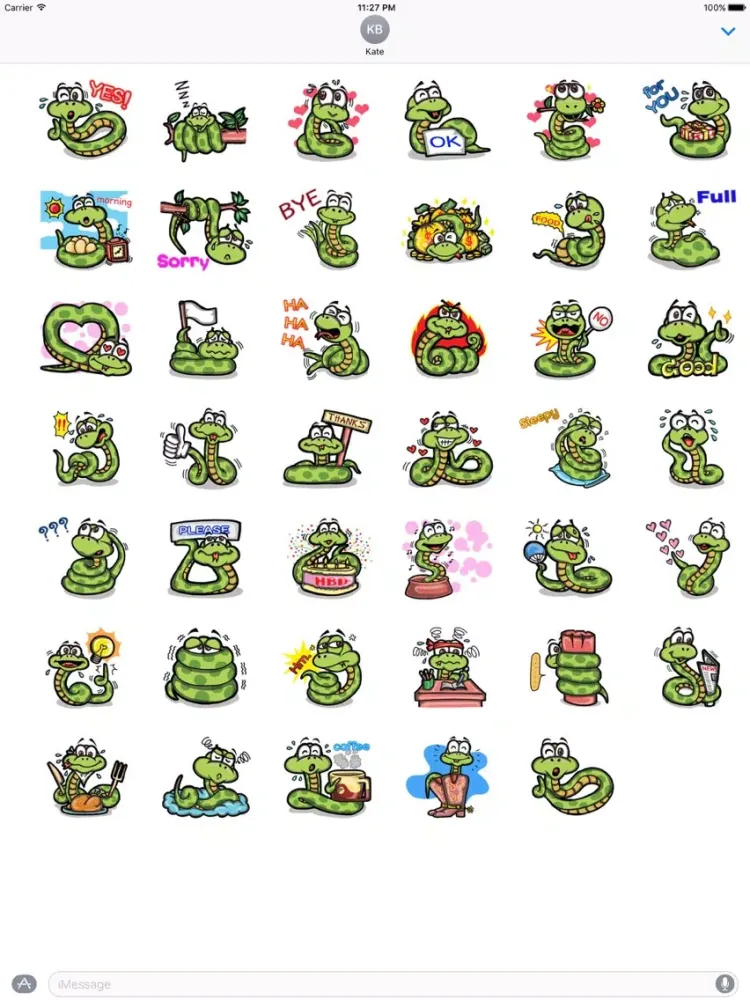 Cute Small Snake Emoji Sticker iPad 應用截圖