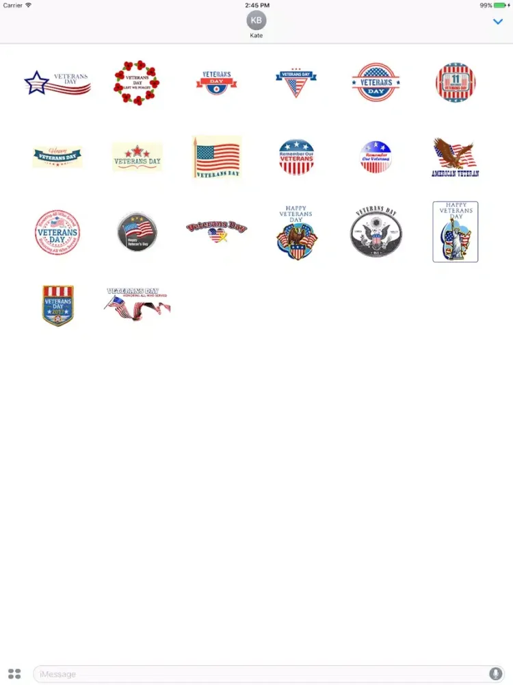 Happy Veterans Day Sticker iPad  स्क्रीनशॉट