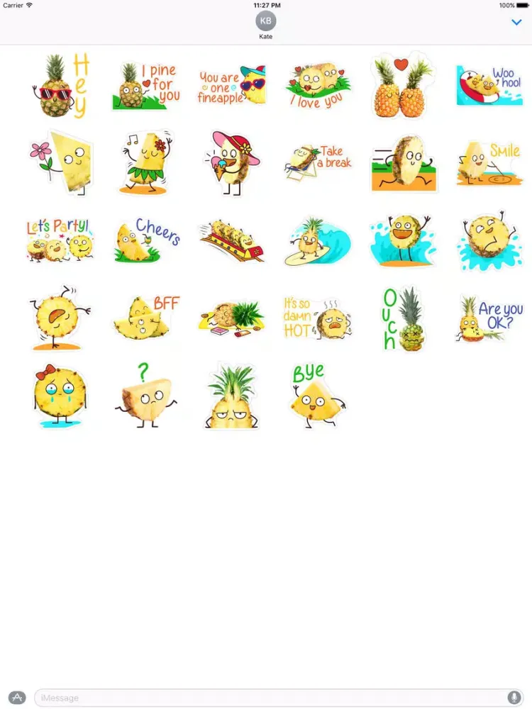 Hello Summer Pineapple Sticker iPad  스크린샷