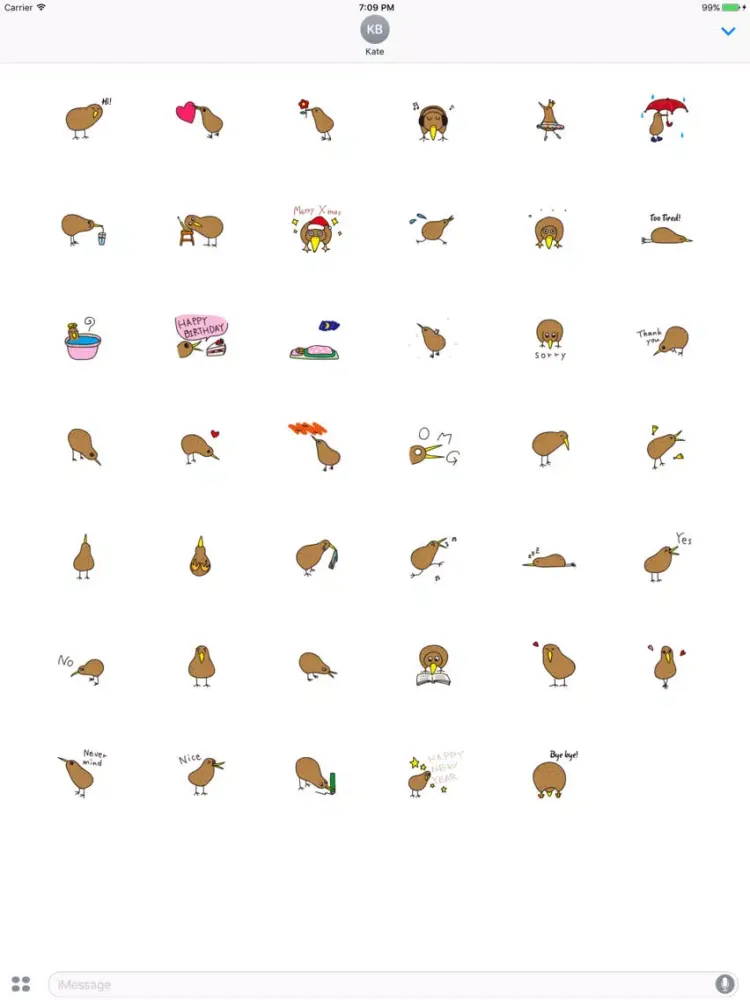 Ảnh chụp màn hình của Kiwi The Lonely Bird Sticker iPad 