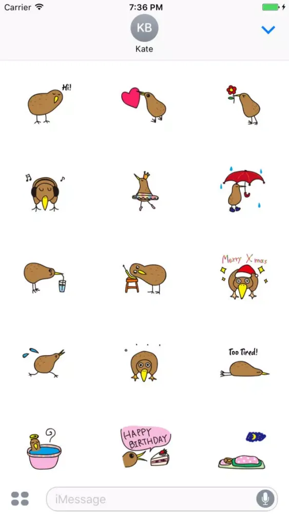 Ảnh chụp màn hình của Kiwi The Lonely Bird Sticker