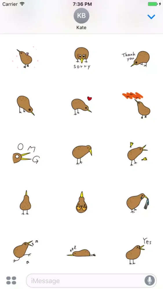 Ảnh chụp màn hình của Kiwi The Lonely Bird Sticker