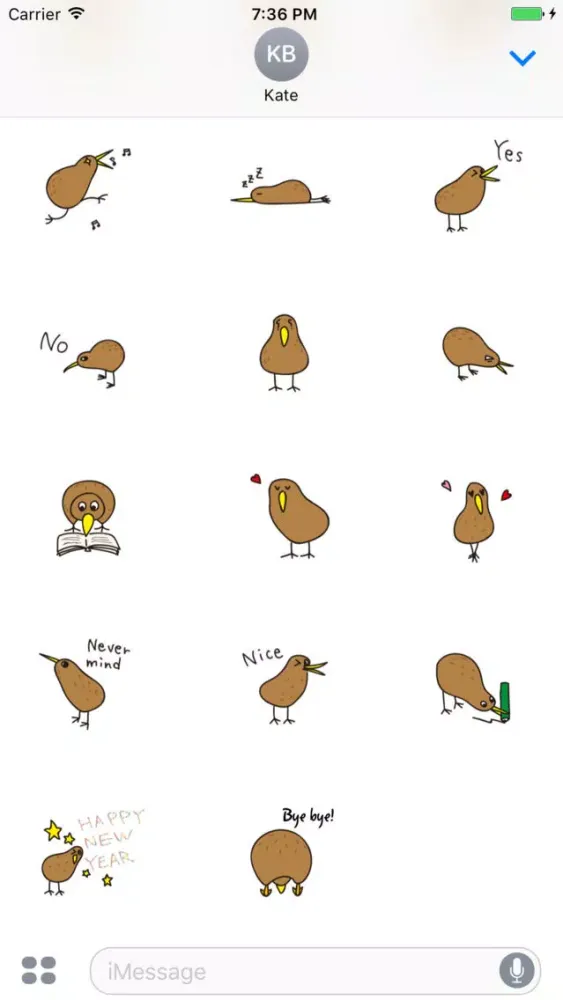 Ảnh chụp màn hình của Kiwi The Lonely Bird Sticker