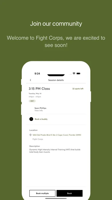 Fight Corps Fitness App Screenshots